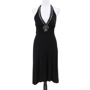 Vintage Y2K Cache Halter Dress Beaded Hoco Event Cocktail 90s Glam Retro Size 2‎